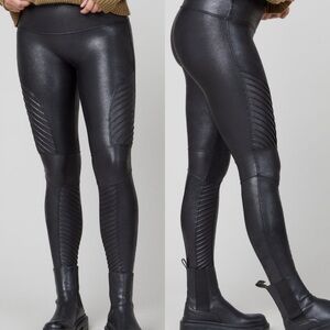 Spanx faux leather Moto shapewear leggings black edgy sexy streetwear size large